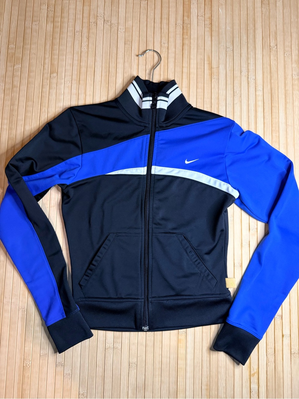Vintage Y2K Nike Colorblock Track Jacket Full-Zip Blue Black White Women's XS